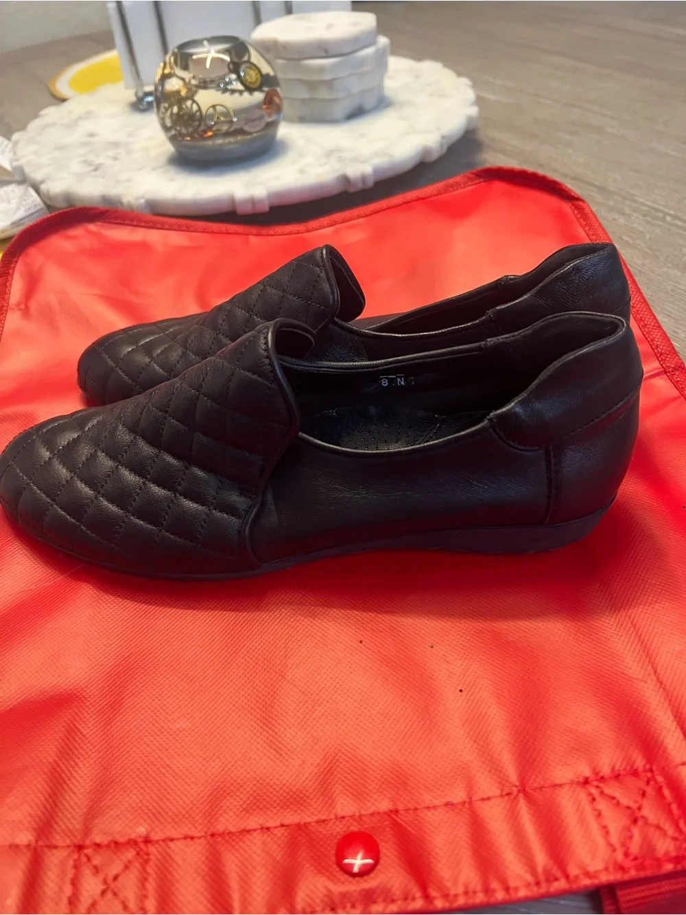 Sesto Meucci Black Quilted Leather Slip-On Loafers